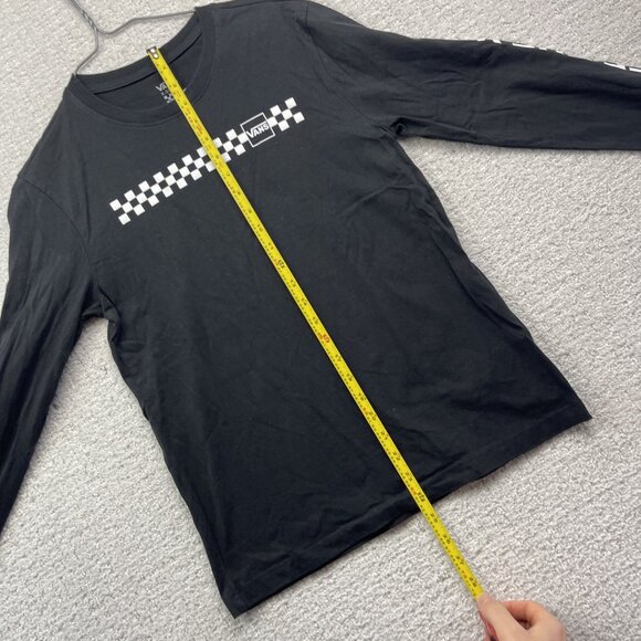 Y2K Vans Off The Wall Checkerboard Long Sleeve Black / White Women XS Skatercore - Picture 8 of 14